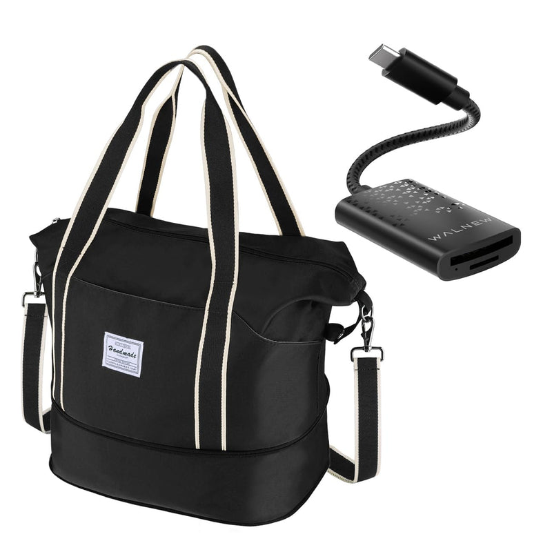 WALNEW Travel Duffel Bag & SD 4.0 USB C SD Card Reader Bundle