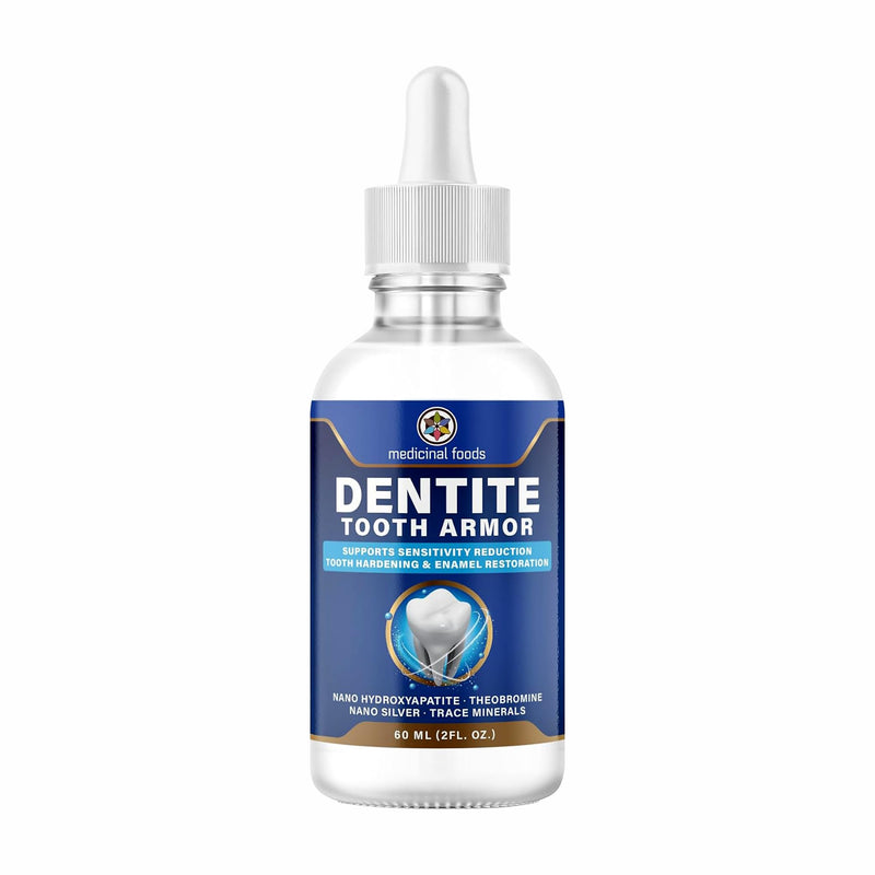 Medicinal Foods Dentite Tooth Armor Liquid Drops | Nano Hydroxyapatite Oral Care Formula | Fluoride-Free Toothpaste Booster | Nano Silver + Theobromine Found in Cacao | Fresh Breath Support (60 ml)