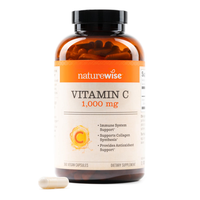 NatureWise Vitamin C 1000mg Capsules - Extra Strength Vegan Vitamin C for Daily Antioxidant & Immune Support - Non-GMO, USA Manufactured - 360 Capsules[360-Day Supply] Unflavored 360 Count (Pack of 1)