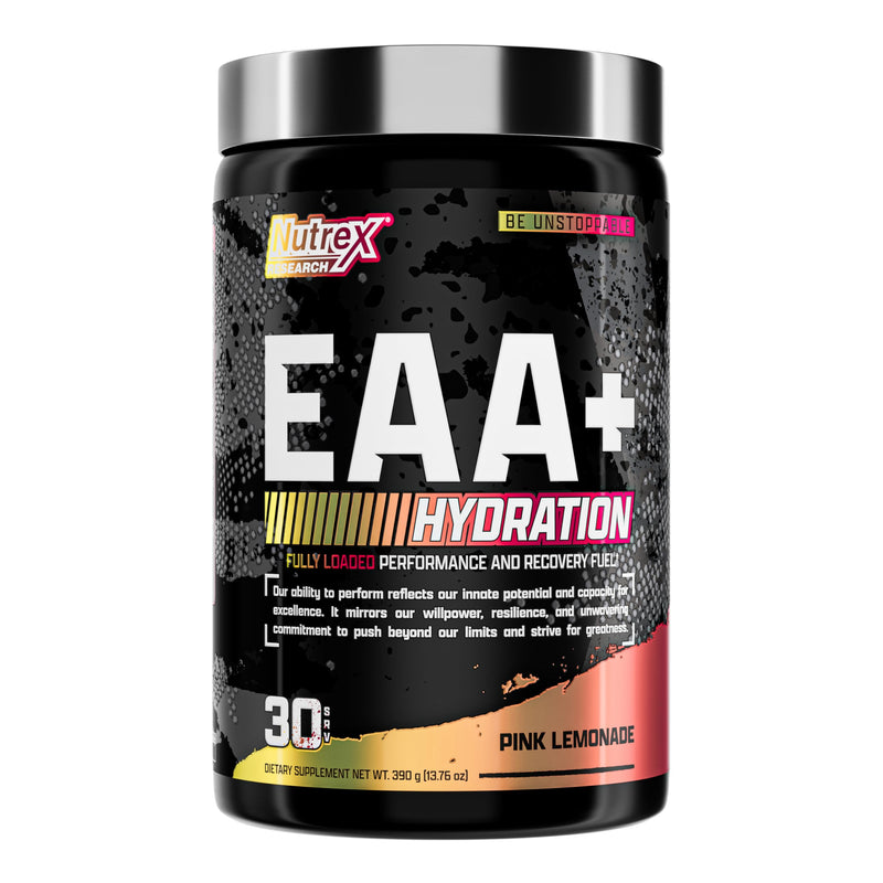 Nutrex Research EAA Hydration | EAAs + BCAA Powder | Muscle Recovery, Strength, Muscle Building, Endurance | 8G Essential Amino Acids + Electrolytes | (Packaging My Vary) 30 Servings (Pink Lemonade) Pink Lemonade