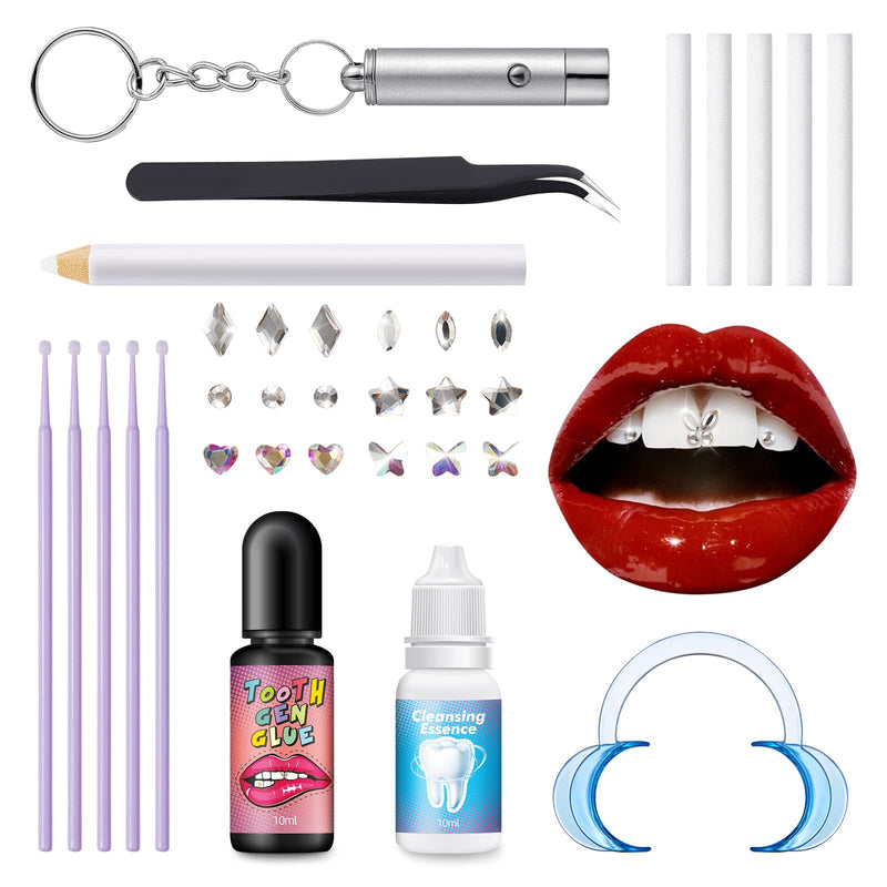 Nelikoo Tooth Gem Kit，Fashionable DIY Smile Jewelry Crystals Tooth Gems Kit for Teeth for Fashion & Parties