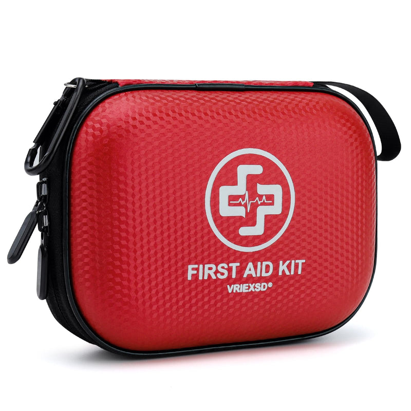 [Australia] - Mini First Aid Kit - 150 Piece Small Waterproof Hard Shell Medical Kit for Home, Car, Travel, Camping, Truck, Hiking, Sports, Office, Vehicle & Outdoor Emergencies- Small First Aid Medical Kit (Red) Red 