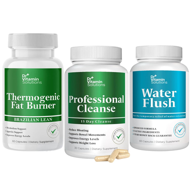 DR VITAMIN SOLUTIONS Thermogenic Fat Burner, 15 Day Cleanse, Water Flush, Weight Loss for Women & Men Bundle, 180 Capsules