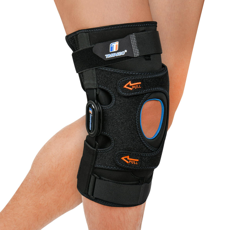 [Australia] - T TIMTAKBO Higned Knee Brace with Side Stabilizers,Knee Brace for Men/Women with Dual Removable Metal Hinges,Patellar Pad Knee Support with Strong Stability for Joint Pain Relief,Arthritis,Meniscus Black Large 