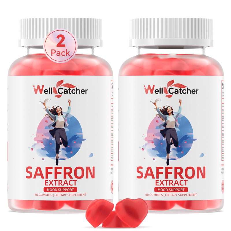 Saffron Gummies for Adults Kids - Organic Saffron Extract Supplement for Men Women Sugar Free for Mood Balance Support Better Sleep Metabolism with Vitamins Non GMO Strawberry Flavored 60 Days Supply 120 Count (Pack of 1)