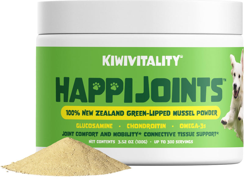 Green Lipped Mussel Powder for Dogs & Cats - Premium Hip & Joint Support for Joints, Tendons, Ligaments (100 Grams, Up to 300 Servings) - PawsPlanet Australia
