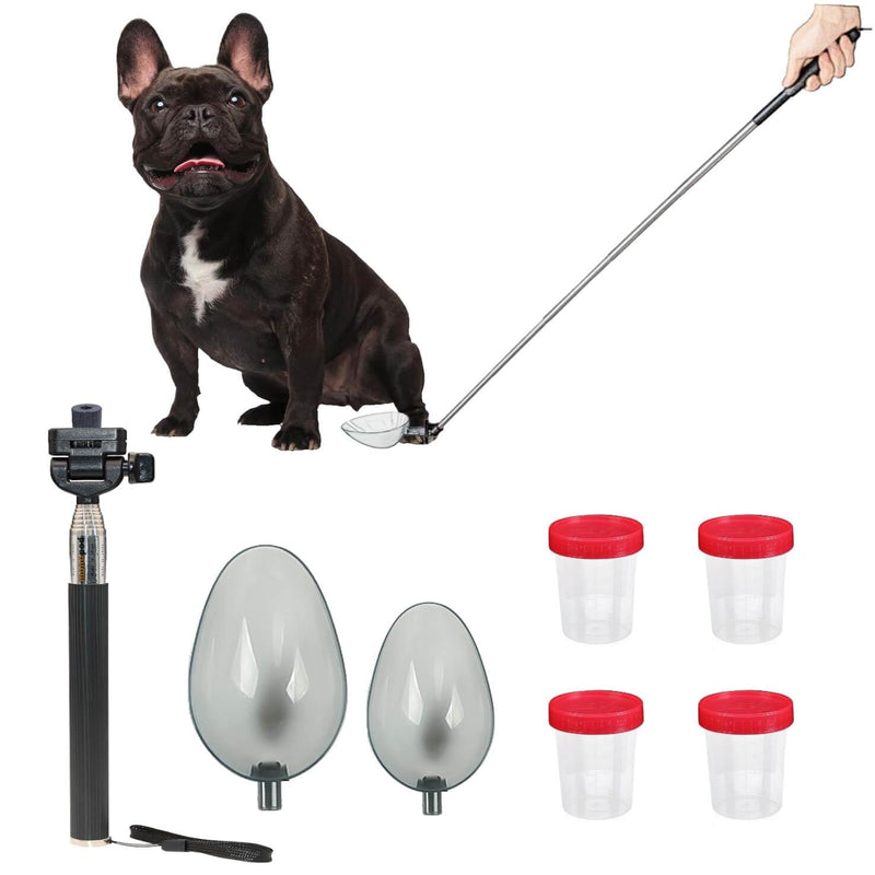 Dog Urine Sample Catcher，Telescopic Dog Pee Sample Collector，Pet Urine Stick for Small Large Female Dogs (Grayspoon&4bottles) Grayspoon&4bottles - PawsPlanet Australia