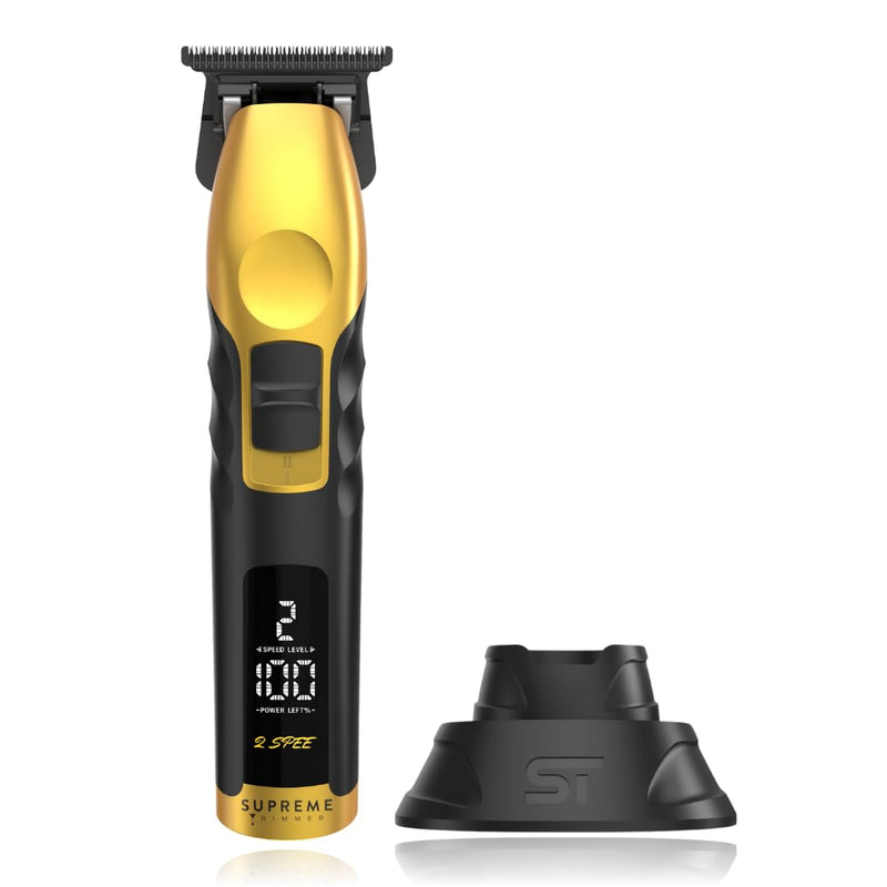 [Australia] - Supreme Trimmer 2Spee ST622 – Cordless Beard & Hair Trimmer for Men | 2-Speed Motor, 180 Min Runtime, Zero-Gap Adjustable Blade, Digital Display, Removable Blade Design Gold 