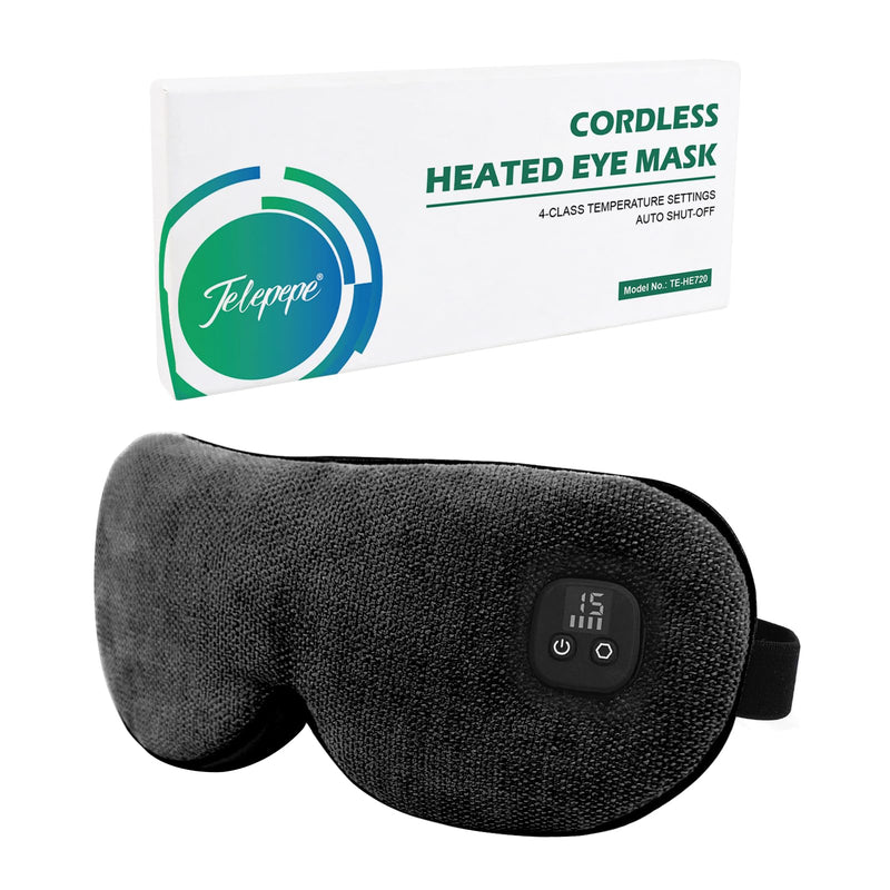 [Australia] - Heated Eye Mask for Dry Eyes, Cordless Warm Eye Compress, 4 Heat Levels, 4-Level Timing, 1000mAh Rechargeable, Blepharitis, Styes, Washable Cover, Travel, Gifts for Family(Black) Black 