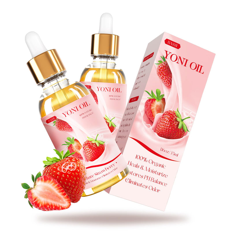 [Australia] - 2 Packs Yoni Oil for Women - Strawberry Fresh Feminine Care Oil - All Natural Vaginal Oil Essential Oils, Reduces Odor, Restores pH Balance and Wetness, 1 fl oz/pc 