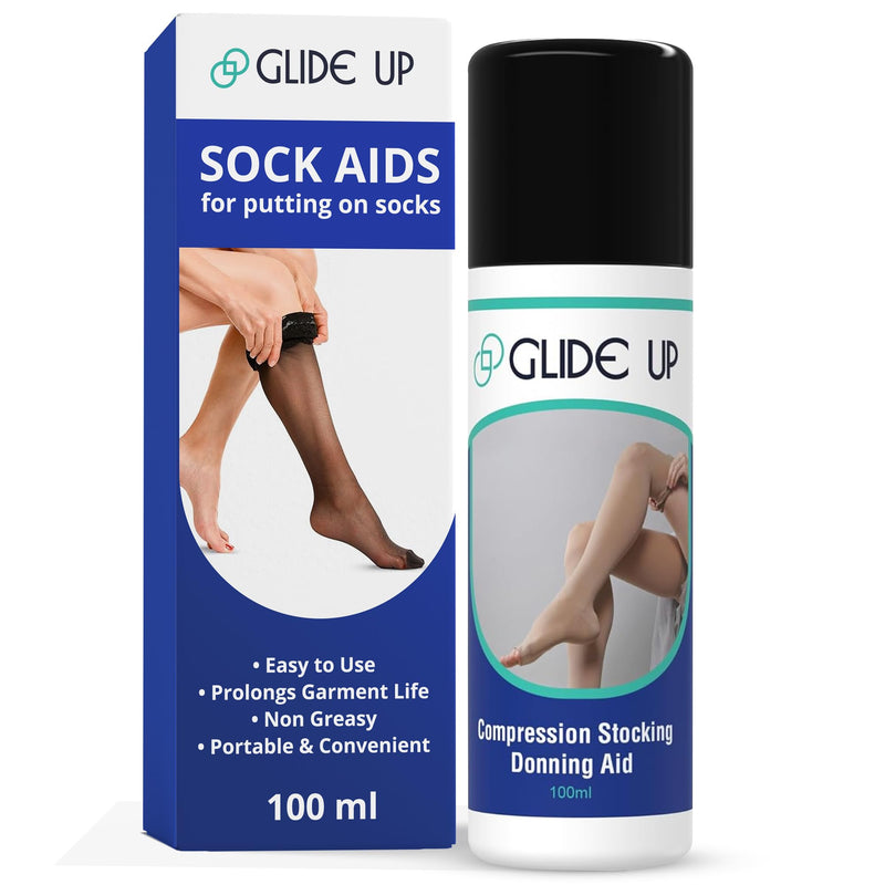 [Australia] - Compression Sock Aid Lubricant Spray - Hypoallergenic Sock Aids for Putting on Socks, Stocking Donner for Putting on Compression Stockings - Non-Greasy & Non-Sticky Formula, 3.38 fl.oz. 