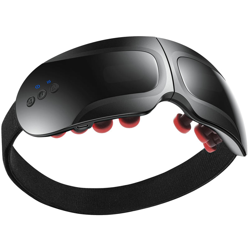 [Australia] - Fullicon Eye Massager with Heat & Vibration, Ultra Light Migraine Relief Products, Foldable Mask with Bluetooth Music, Face Massager with Type-C Charging, 5 Modes FSA Eligible Items Only List (Black) 