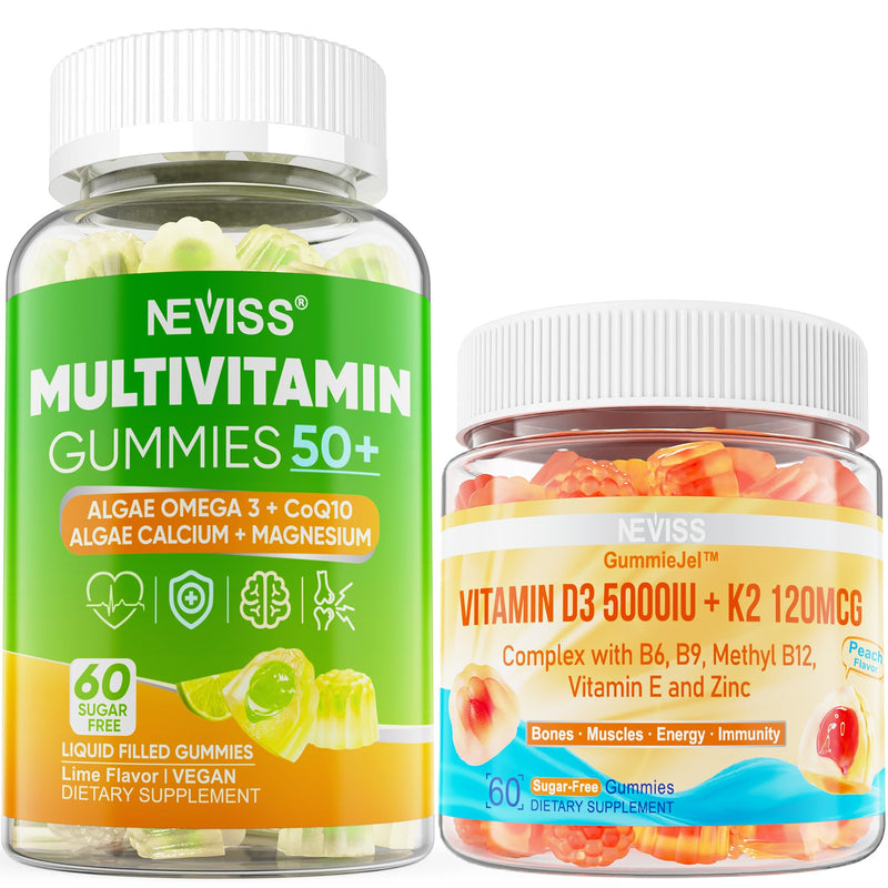 NEVISS Bundle - Women&Men 50+ Multivitamin 1 Pack + D3 5000IU K2 120mcg