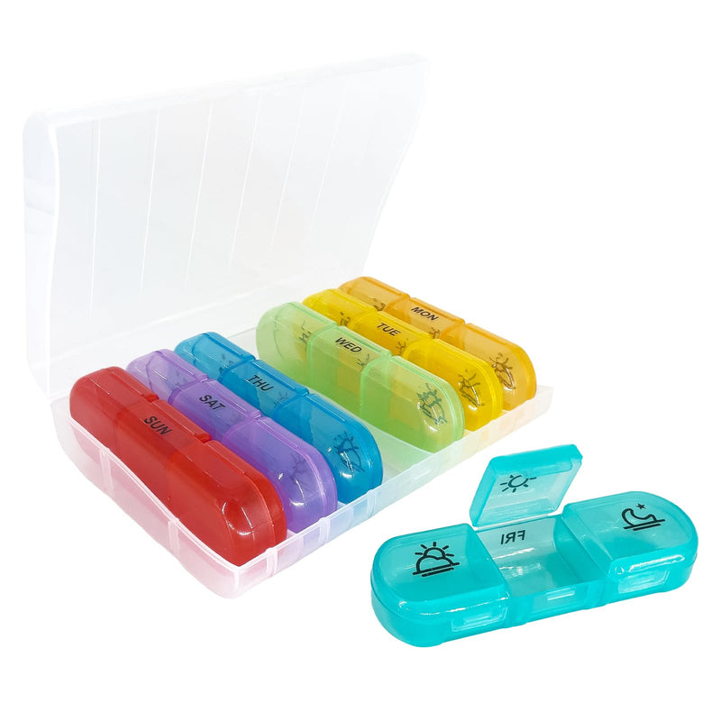 Portable Pill Organizer 3-Times-a-Day Pill Case, Weekly Medication Organizer with 21 Compartments, Travel-Friendly Medicine Box for Vitamins, Supplements, and Prescription Pills Clear
