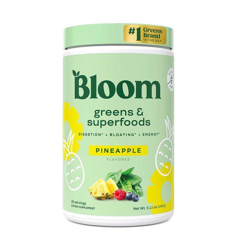 [Australia] - Bloom Nutrition Superfood Greens Powder, Digestive Enzymes with Probiotics and Prebiotics, Gut Health, Bloating Relief for Women, Chlorella, Green Juice Mix with Beet Root Powder, 25 SVG, Pineapple 25 Servings (Pack of 1) 