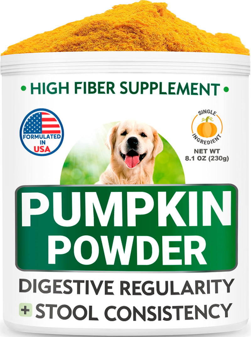 Pumpkin for Dogs - Powdered Fiber Supplement and Stool Softener - Treat Diarrhea, Constipation, Upset Stomach, Food Sensitivity - Improve Digestion - Made in USA - 8oz Pumpkin Fruit and Seed - PawsPlanet Australia