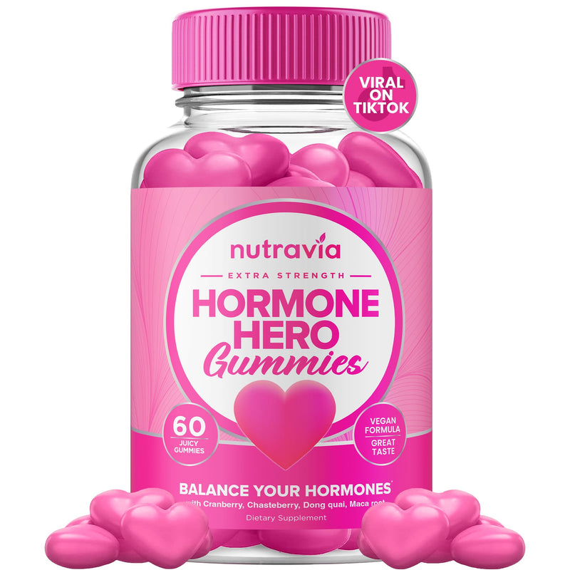 [Australia] - Hormone Balance For Women Gummies + PMS Relief Supplement - Supports Mood Swings, Clear Skin, Reduced Cramps and Bloating - Hormonal PMS Gummies PCOS Vitamin with Cranberry, Dong Quai (60 Gummies) 