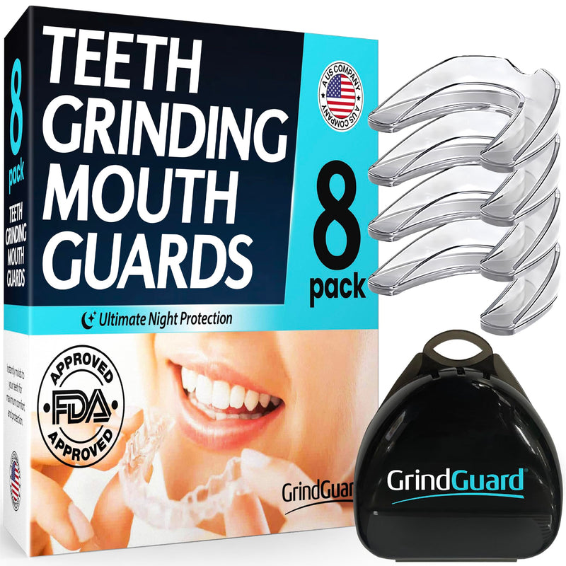 [Australia] - Mouth Guard for Teeth Grinding 8 Pack - Dentist Approved Gum Shield Retainers for Adults - Mouth Guard for Bruxism, Clenching & TMJ Relief Teth Grinding Guard 