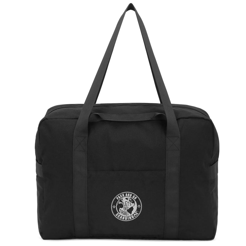 Travel Duffel Bag Weekender Overnight Bag, Sports Gym Bag Carry On Tote Bag for Men Women Scandihome Series Black
