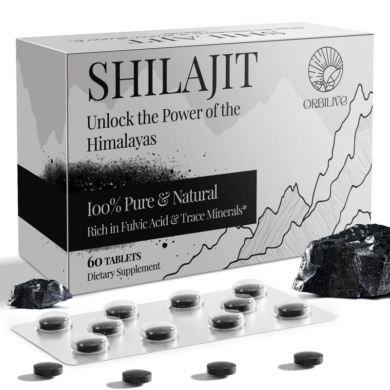 [Australia] - 30,000 MG Shilajit Tablets, 100% Shilajit Pure Himalayan Organic, Shilajit for Men and Women Rich in Fulvic Acid & 85+ Trace Minerals, Shilajit Supplement for Energy & Immune System, 60 Count 60 Count (Pack of 1) 