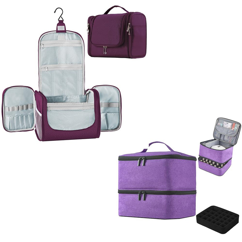 Large Toiletry Bag Purple and Nail Polish Bag Purple