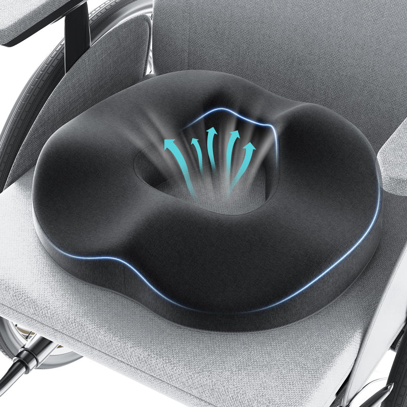 [Australia] - Benazcap Donut Pillow Seat Cushion Hemorrhoid Pillow for Sciatica & Tailbone Pain Relief, Memory Foam Cushion by Ergonomic for Coccyx, Sciatica, Pregnancy, Postpartum- Darkgray Dark Gray 