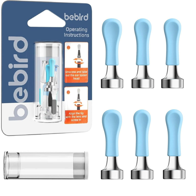 [Australia] - Ear Wax Removal Tool Replacement Tips, 6 pcs for Wet/Dry Earwax Cleaning, Original Ear Cleaner Camera Tips for Bebird Earsight Plus series/30S/R1/X17 Pro/D3 Pro etc Blue/Silver 