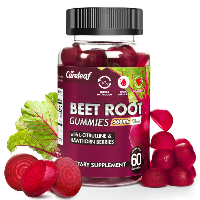 [Australia] - Sugar Free Vegan Beet Root Gummies for Blood Pressure, Beetroot Gummies with L-Citrulline and Hawthorn Extract, Peach Flavor Beet Chews for High Blood Pressure, 60 Count 