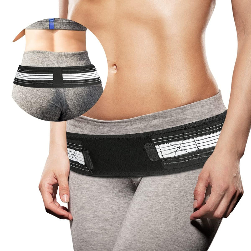 Sacroiliac SI Joint Hip Belt Waist Support Brace for Men and Women - Pelvic Support Belt - Trochanter Belt - Sciatica Pelvis Lumbar Hip Pain Relief(Black 27-42 in)