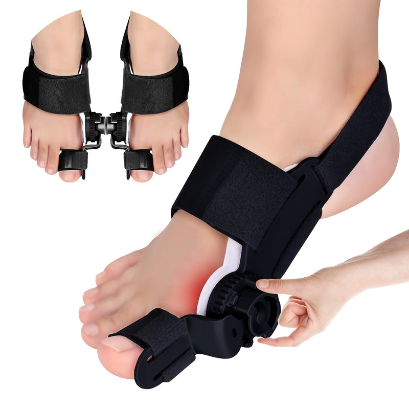 [Australia] - Bunion Corrector for Women Big Toe,Orthopedic Bunions Correction with Non Slip Separators for Men, Adjustable Toe Straightener Suitable for Left/Right Feet Hallux Valgus Relief (2, Black) 2 