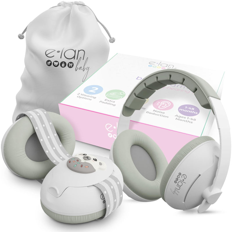 [Australia] - 2-in-1 Baby Ear Muffs Noise Protection - Baby Headphones for Noise & Plane Travel - 2 Headbands - Toddler Ear Protection for Infant & Toddler Travel Essential, Age 1-36 Months 
