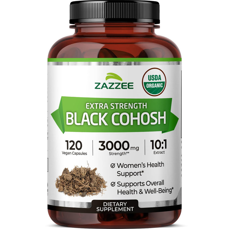 [Australia] - Zazzee USDA Organic Black Cohosh 10:1 Extract, 3000 mg Strength, 120 Vegan Capsules, 4 Month Supply, Standardized and Concentrated 10X Extract, 100% Vegetarian, All-Natural, Non-GMO, Made in The USA 