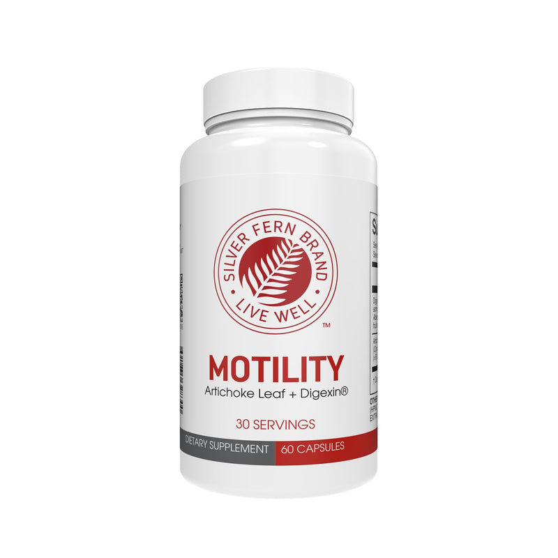 [Australia] - Silver Fern Brand Motility- Non-Laxative Constipation and Slow Motility Boost - 60 Capsules, 30 Day Supply - Contains Artichoke Leaf, Tender Okra Pods, & Winter Cherry 1 Count (Pack of 1) 