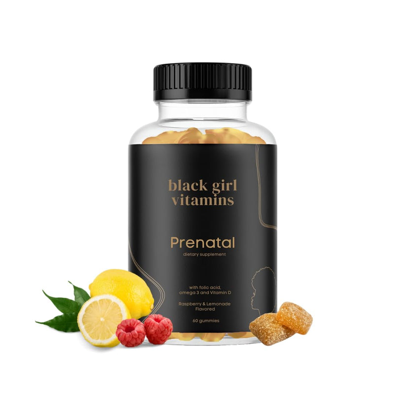 [Australia] - Black Girl Vitamins - Prenatal Gummies for Women Vitamin with Folate for Bone Health Support, Gluten-Free, (Raspberry-Lemonade), 60ct 