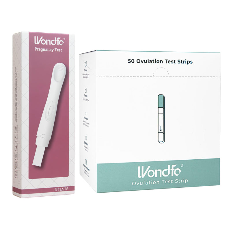 Wondfo Ovulation Test Strips [50 Count] - Pregnancy Test [ 3 Count]-Women Fertility Tracking and Pregnancy Planning with Cycle- Detect HCG with 99% Accuracy