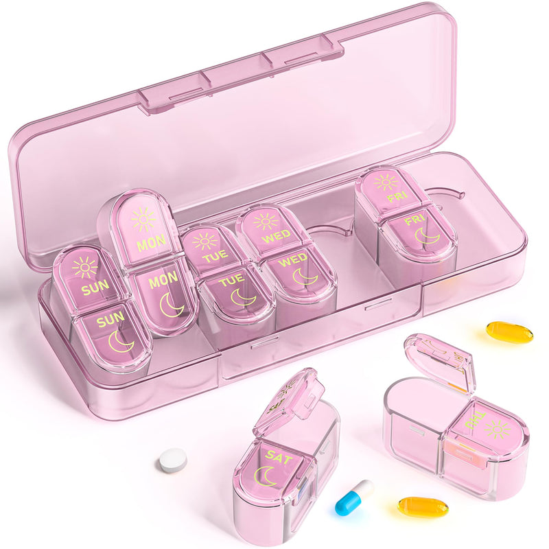 [Australia] - ùêèùê¢ùê•ùê• ùêéùê´ùê†ùêöùêßùê¢ùê≥ùêûùê´, Am & Pm Pill Organizer 7 Days, Weekly Pill Organinzer 2 Times a Day, Pill Box 7 Day, Medicine Pill Organizer for Travel, Vitamins, Fish Oils, Supplements Pink Purple 