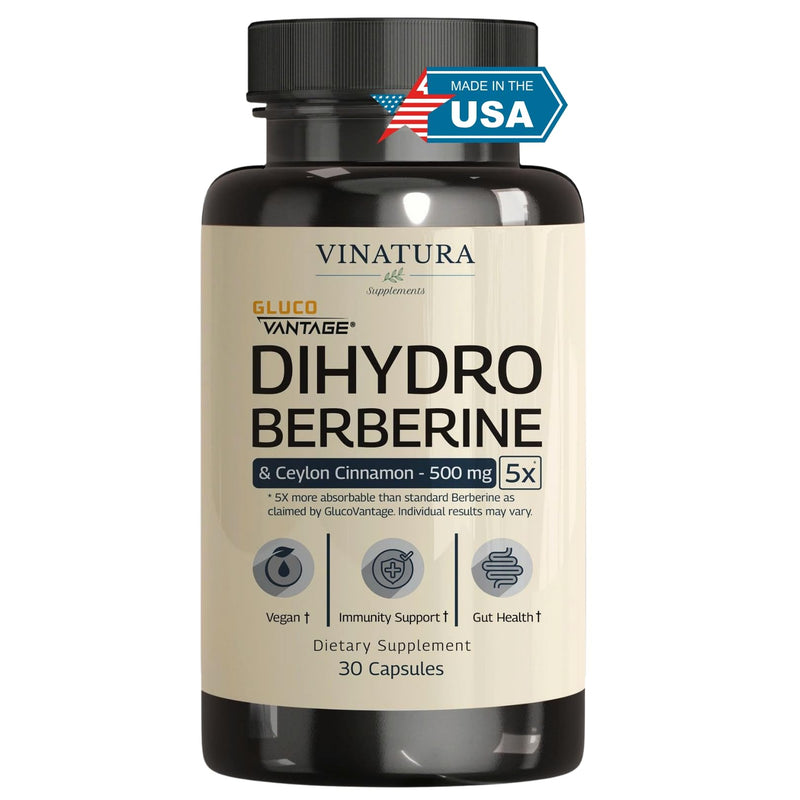 [Australia] - Dihydroberberine Supplement with Ceylon Cinnamon, 500mg - (Patented GlucoVantage Super Berberine), Maybe Berberine 5X More absorbable - 30 Capsules 