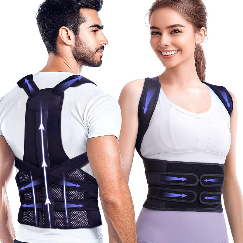 [Australia] - Posture Corrector for Women and Men, Upgraded Full Back Brace Support, Adjustable Shoulder Straightener for Improving Back Posture, Relief for Upper and Lower Back, Lumbar, Neck, Shoulder Pain Black Large 