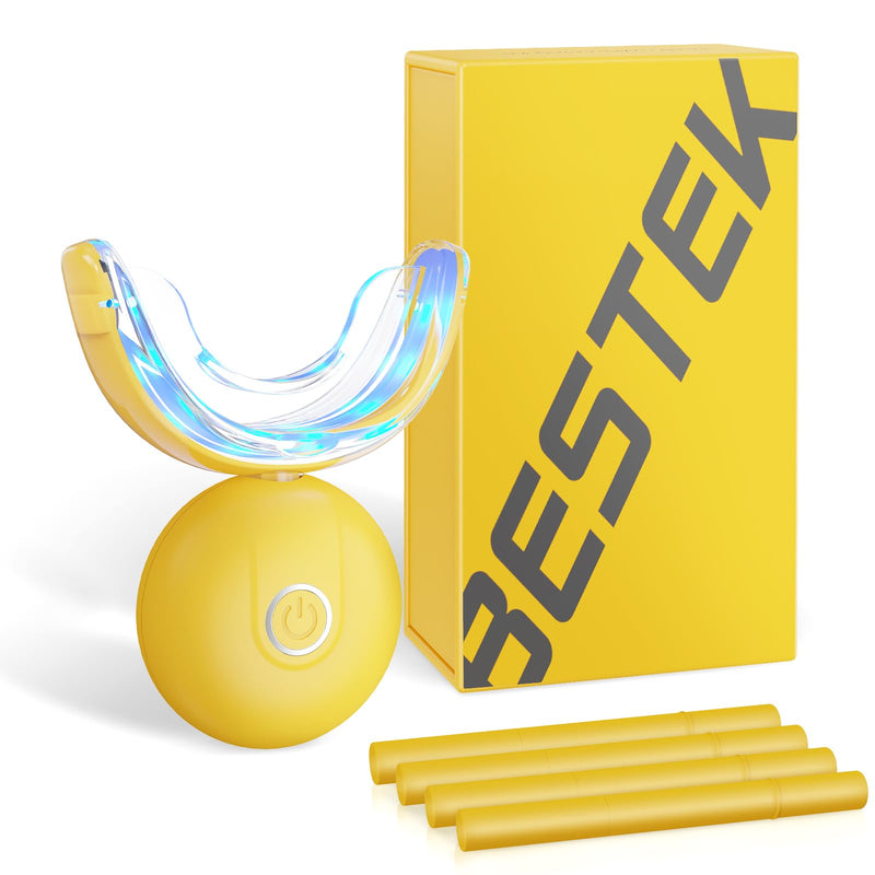 [Australia] - BESTEK Teeth Whitening Kit ‚Äì 32X LED Light, 10-Min Fast Whitening, 4 Tubes of 35% Carbamide Peroxide Gel, Removes Coffee, Wine & Tobacco Stains - Yellow 