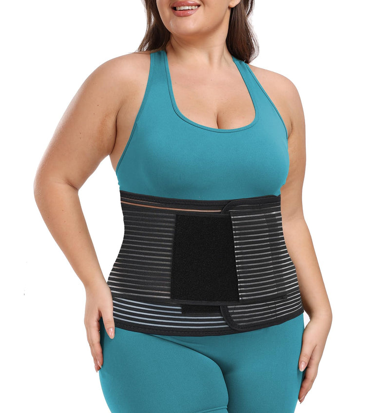 [Australia] - Abdominal Binder Post Surgery Plus Size | Postpartum Belly Band Wrap | Post C Section Belly Binder | Stomach Compression Hernia Belt For Men or Women Hernia Surgery, Natural Birth, Abdominal Injuries,Hysterectomy (2XL/3XL) Black 2XL/3XL 