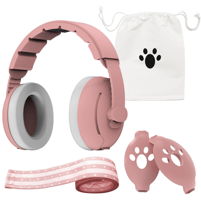 [Australia] - 2-in-1 Baby Ear Muffs for Hearing Protection, Noise Cancelling Earmuffs for Babies and Toddlers up to 48 Months Pink 