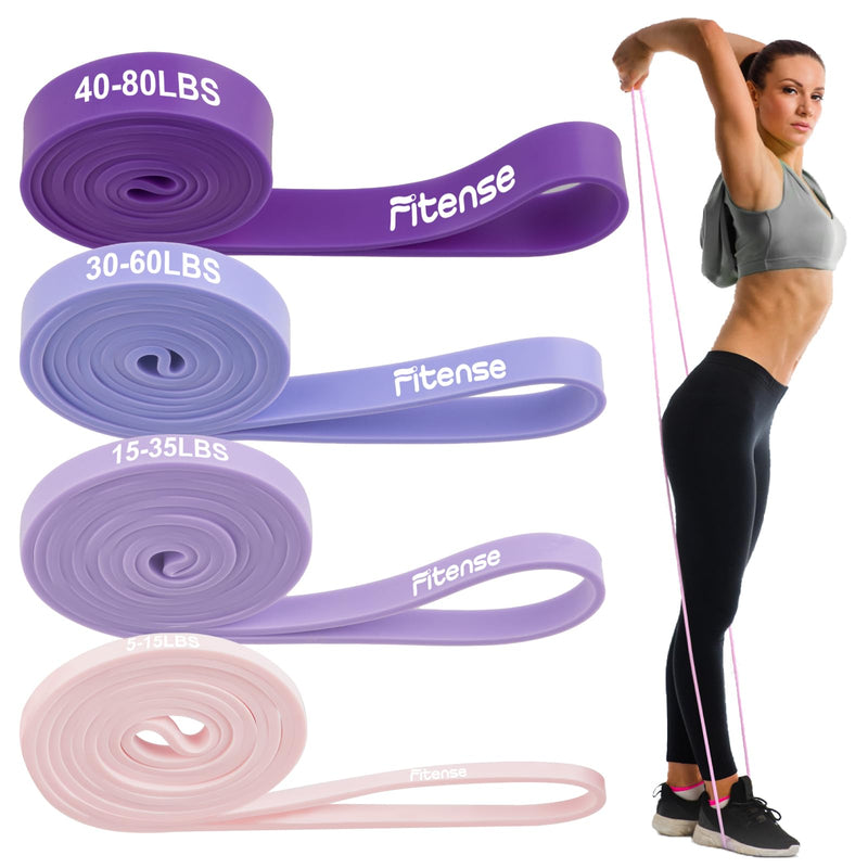 [Australia] - Pull Up Bands, Fitense Resistance Bands Set with Door Anchor, Stretching Assist Band, Portable Exercise, Muscle Training, Physical Therapy, Exercise Workout Bands for Working Out for Women 4PCS-(5-80LBS)-Gradient Blue-Purple 