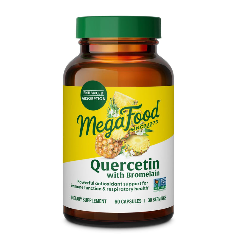 [Australia] - MegaFood Quercetin with Bromelain - Respiratory & Seasonal Immune Support Supplement - Quercetin 500mg Capsules & Enhanced Absorption with Bromelain - Vegan, Gluten-Free - 60 Capsules, 30 Servings 