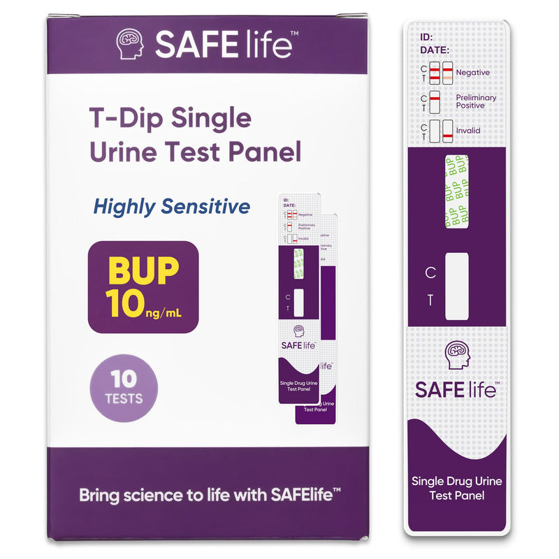 [10 Pack] Buprenorphine (BUP) Single Panel Urine Drug Test, Highly Sensitive, Cut-Off Level of 10 ng/ml, Fast Result Within 5 Mins