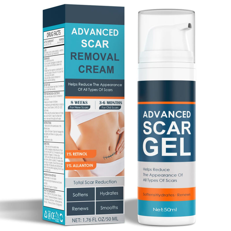 [Australia] - Scar Cream, Advanced Scar Gel for Old & New Scars, Professional Scar Removal Cream For Surgical Scars, Face, Body, Leg, Acne, Stitches, Burns, C-Section, Keloids, 1.76oz Large Blue 