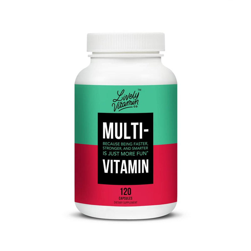 LIVELY VITAMIN CO. Multivitamin - 37 Vitamins Minerals and Extracts - Energy - Memory - Immune Function - Heart- Brain - Focus - Mood - Antioxidants - Dairy Gluten Soy Free - 120 Vegetarian Capsules 120 Count (Pack of 1)