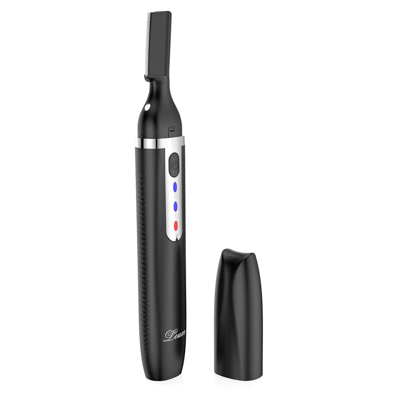 [Australia] - Eyebrow Trimmer and Facial Hair Remover, Rechargeable Hair Removal Women's Electric Shaver Razor for Peach Fuzz Chin Cheek Upper Lip (Black) Black 
