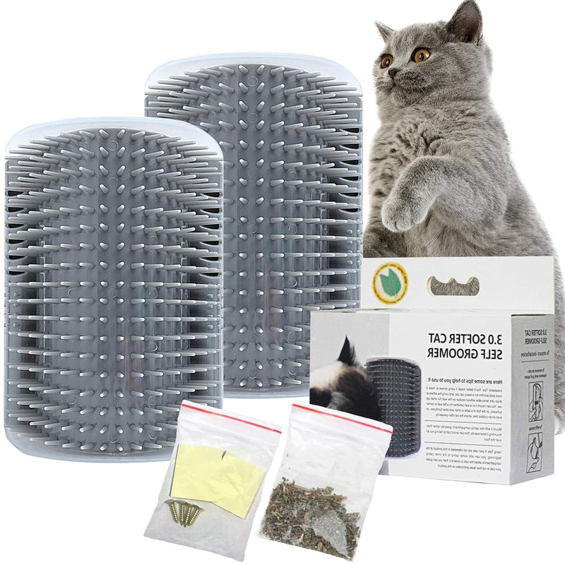 2 Pack Cat Self Groomer,Cat Self Grooming Corner Scratcher with Catnip,Massage Comb Brush for Long & Short Fur Cats Dogs - PawsPlanet Australia