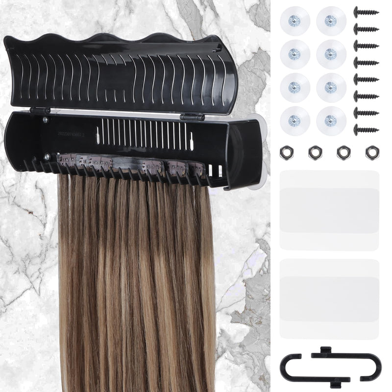 [Australia] - IDN BEAUTY Hair Extension Holder Stand for Styling, 4 Installation Modes With Tool, Black Hair Extension Holder Designed to Securely Hold Your Extensions for Washing, Styling, Packing and Storing 