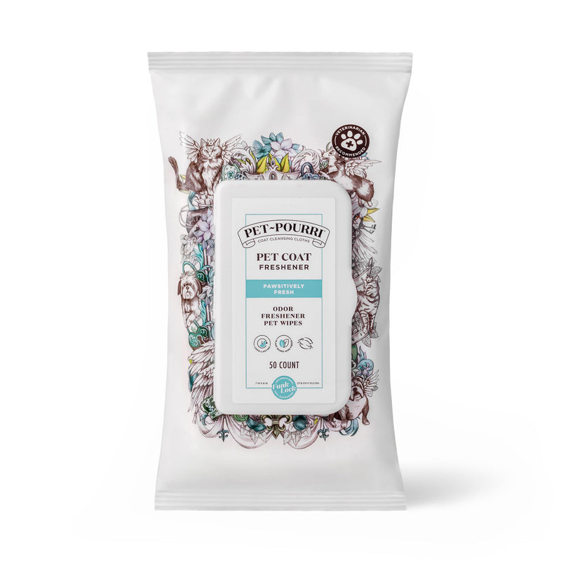 Pet-Pourri Odor Eliminating Wipes, Pawsitively Fresh, 50 Count - Jasmine, Fresh Air and Pear (Veterinarian Recommended) - PawsPlanet Australia